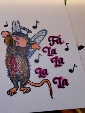 HOUSE MOUSE Fa La La La La Singing Mouse Wood Stamp